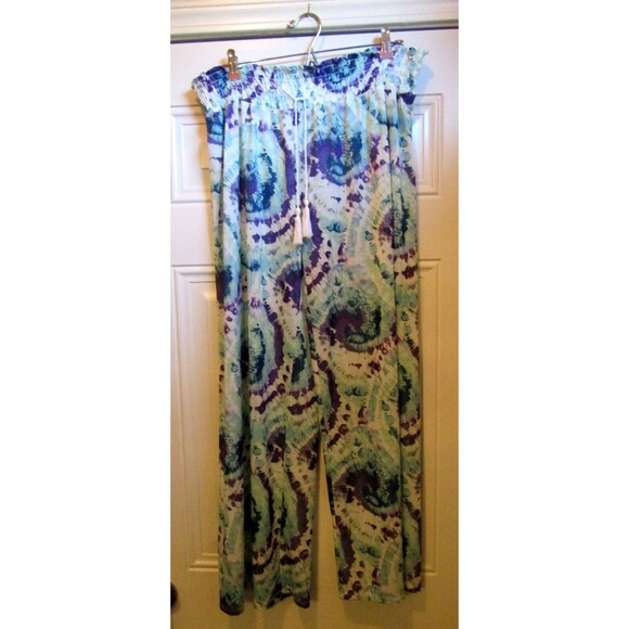 West Loop Pants Tye Dye Straight Wide Leg Lounge Palazzo Beach NWOT Size XL - Picture 3 of 6
